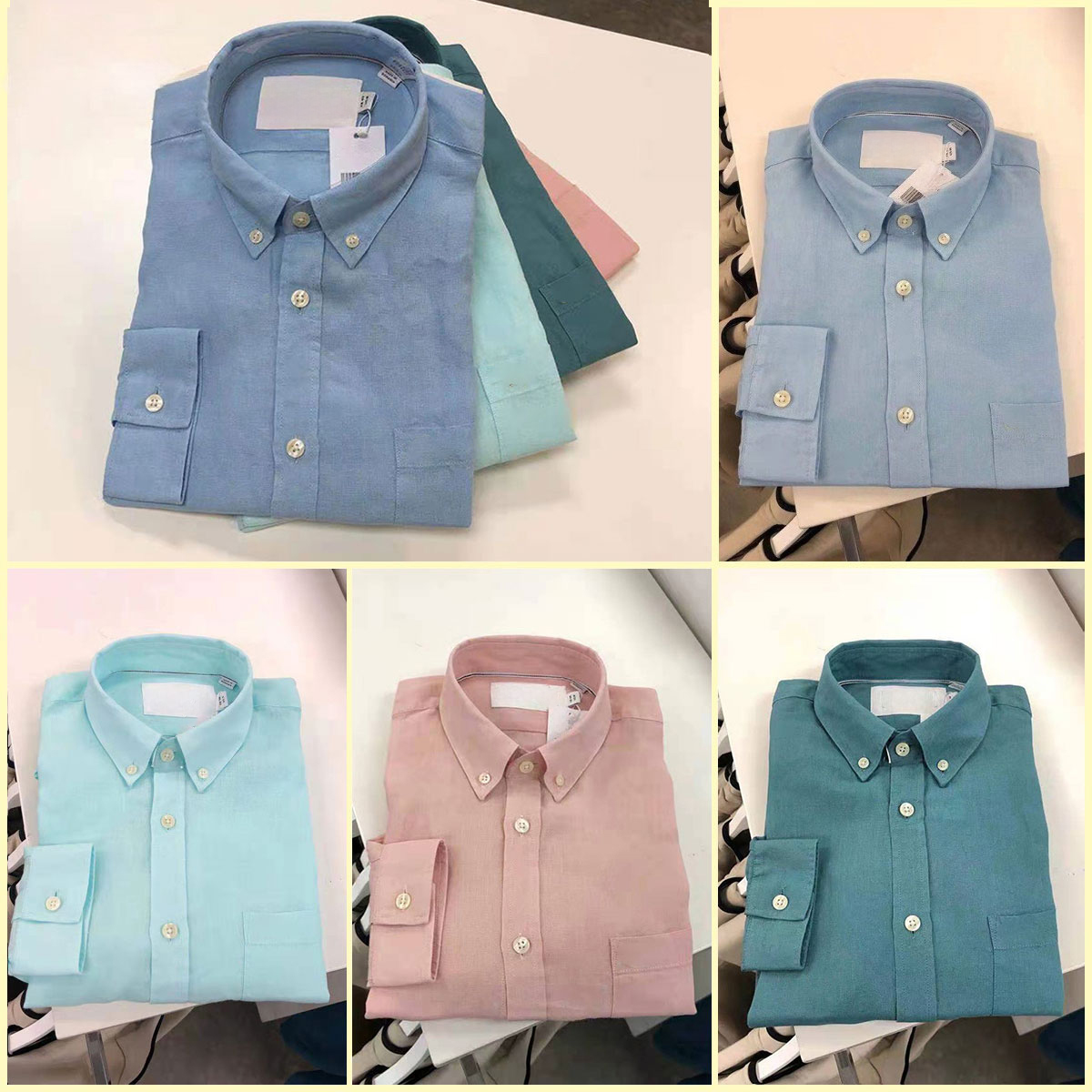 Men's Long Sleeve Casual Fitted Cotton Linen Shirt Button Up Summer Solid Color Sleeves