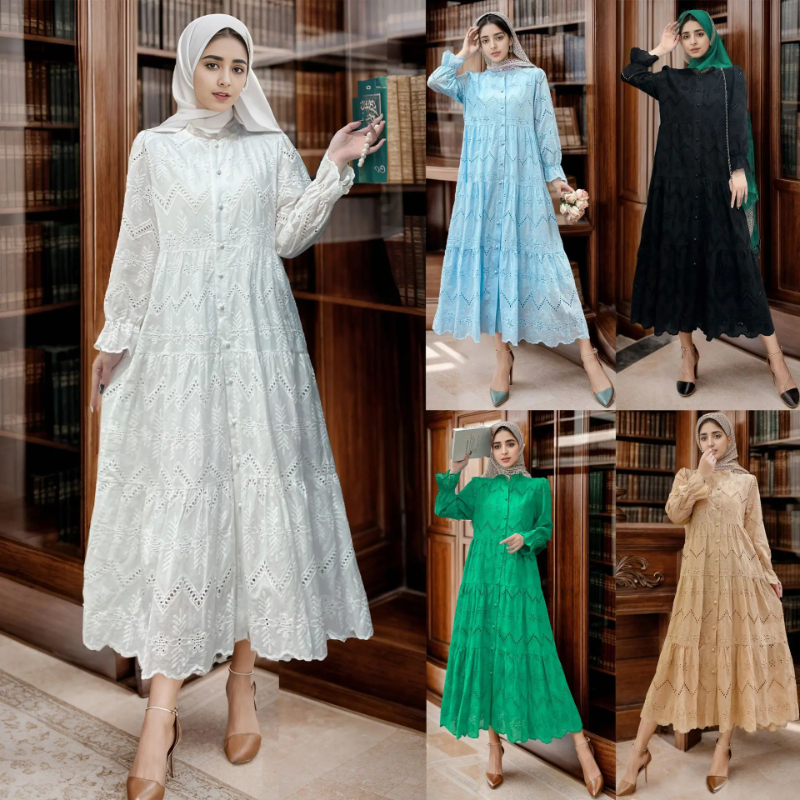 Dubai Party Dress for Women Muslim Abaya Jalabiya Petal Sleeve Hollow Out Stand Collar Maxi Vestidos Morocco Kaftan Long Robe
