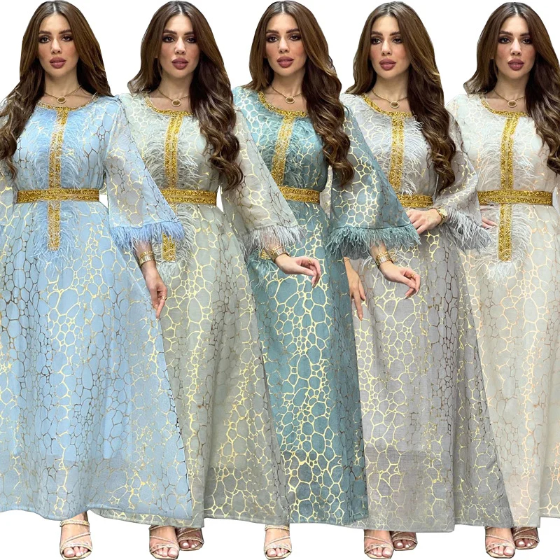 Muslim Abaya Dress Autumn and Winter Bronzing and Ironing Dress Middle East Arab Islamic Dress Wholesale