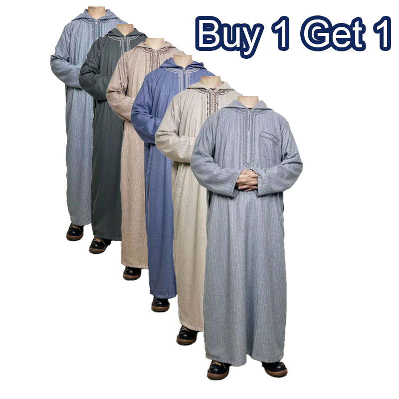Wholesale Men Long Morocco Style Kaftan Abaya Modern Egyptian Muslim Thobe Islamic Abaya Clothing Dubai Thobe