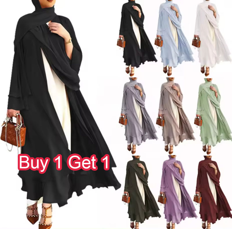 Kaftan Dubai Turkey Arab Oman Elegant Chiffon Kimono Open Islamic Clothing Muslim Dresses Abaya for Women