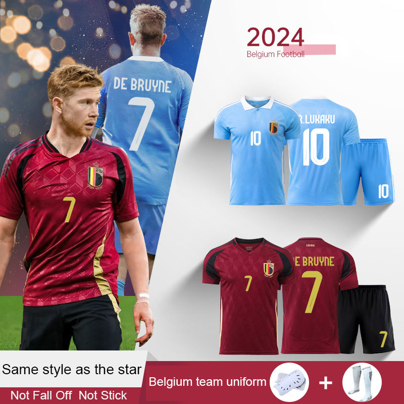 Belgium 2024 European Cup jersey football uniform customized home and away De Bruyne national team training suit for men