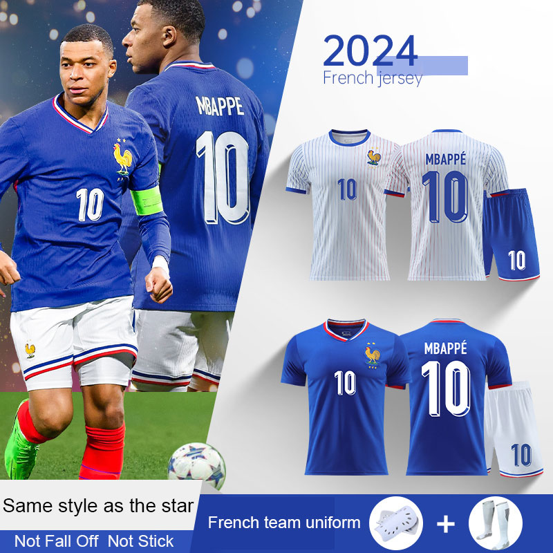 France Team 2024 World Cup Jersey Football Wear Customized Mbappe European Cup Home and Away Training Suit for Men