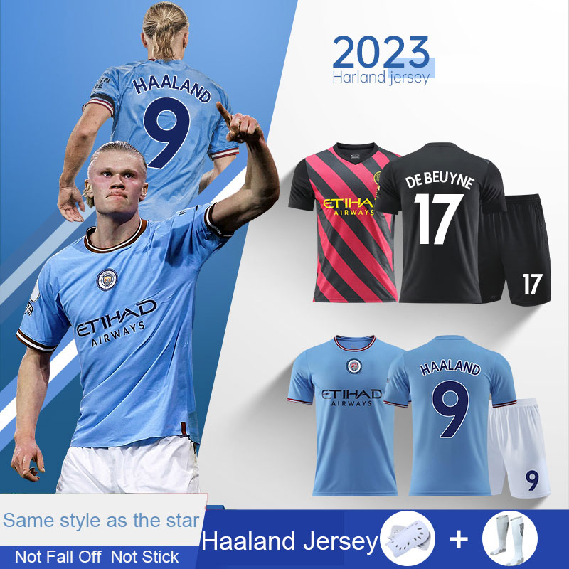 Manchester City Haaland jersey football uniform suit men's custom home and away children's training team uniform De Bruyne